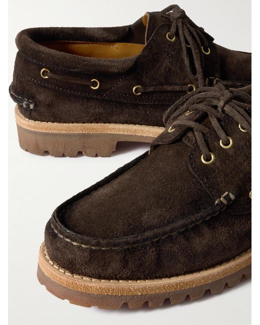 Officine Creative Brown Heritage Flexi 001 Suede Boat Shoes for men
