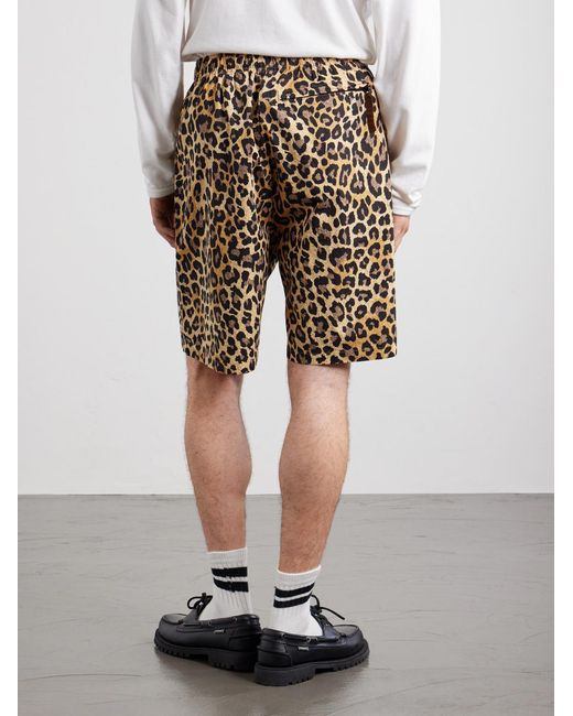 Kapital Brown Wide-leg Belted Leopard-print Cotton-twill Shorts for men