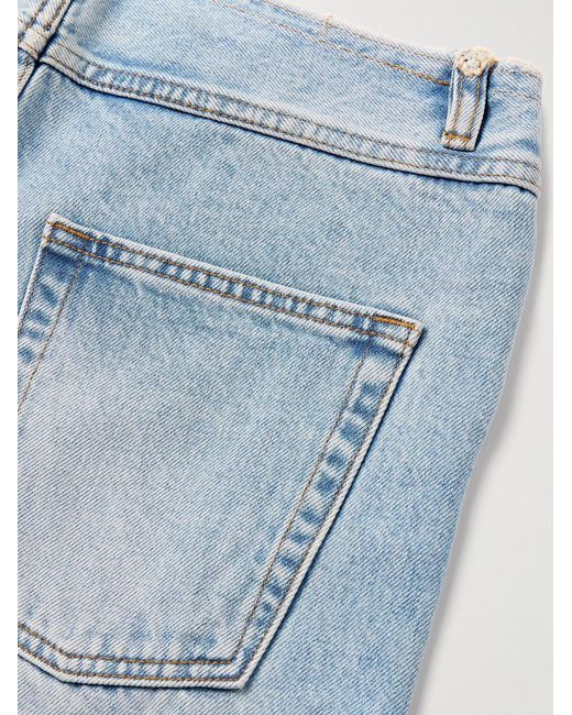 MANAAKI Blue Tapahi Cropped Slim-Fit Straight-Leg Jeans for men