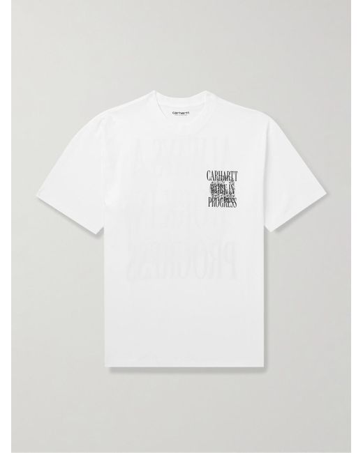 Carhartt White Logo-print Cotton-jersey T-shirt for men