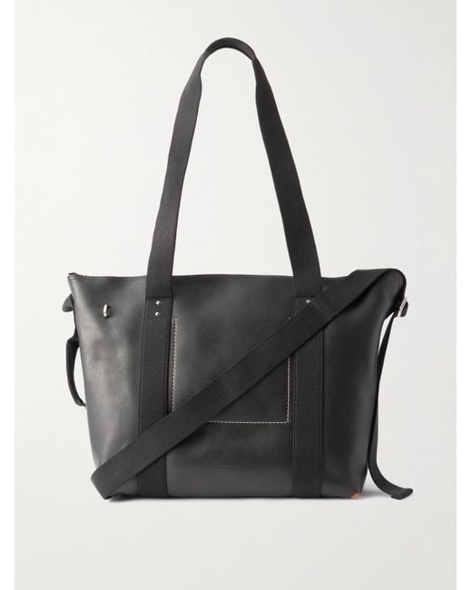 Rick Owens Black Webbing-Trimmed Burnished-Leather Weekend Bag for men