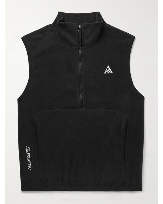 Nike Black Acg Wolf Tree Logo-embroidered Polartec® Fleece Half-zip Gilet for men