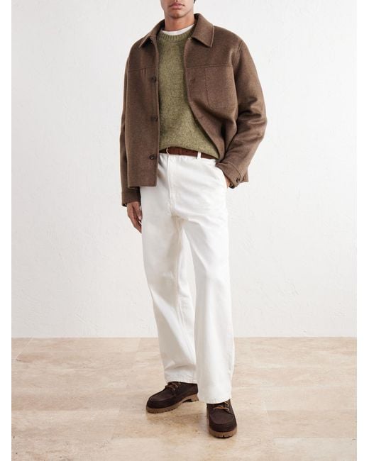 De Bonne Facture Green Brushed Merino Wool Sweater for men