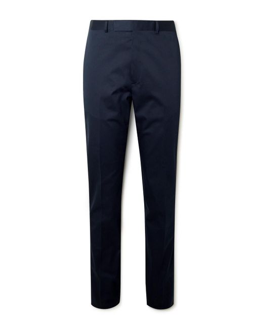 Kingsman Blue Straight-leg Cotton-blend Twill Trousers for men