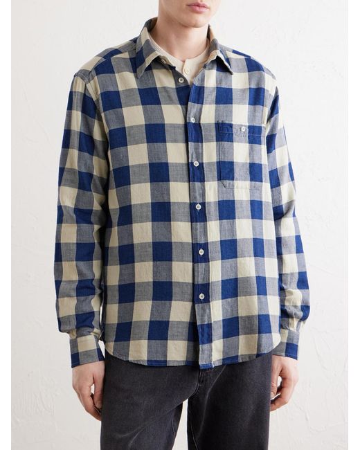 Barena Blue Checked Cotton-twill Shirt for men