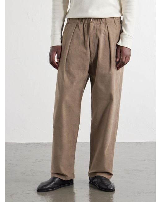 Kardo Natural Taka Straight-Leg Emrboidered Cotton-Corduroy Trousers for men