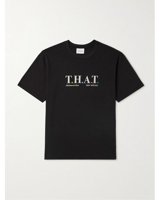 Thisisneverthat Black T.h.a.t. Logo-print Cotton-jersey T-shirt for men