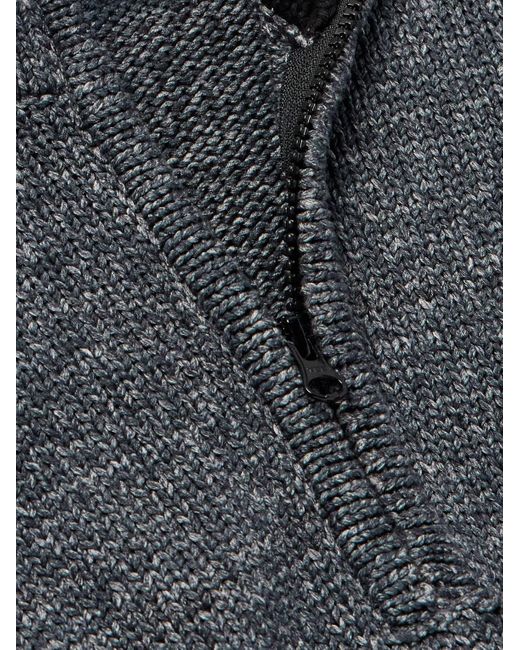 Stone Island Blue Logo-appliquéd Knitted Cotton Half-zip Sweater for men