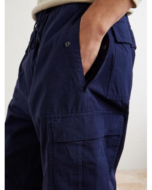 Polo Ralph Lauren Blue Wide-Leg Cotton-Canvas Cargo Trousers for men
