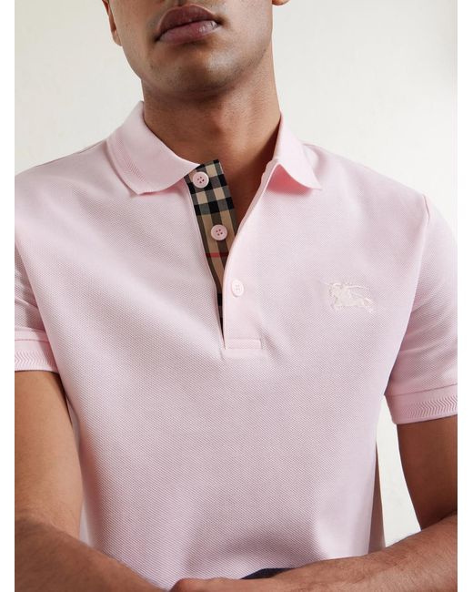Burberry Pink Eddie Ekd Cotton Polo Shirt for men