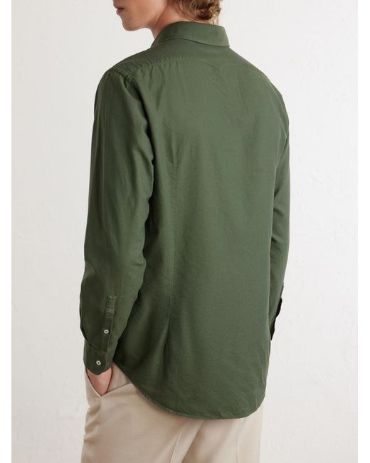 Massimo Alba Green Genova Cotton-Chambray Shirt for men