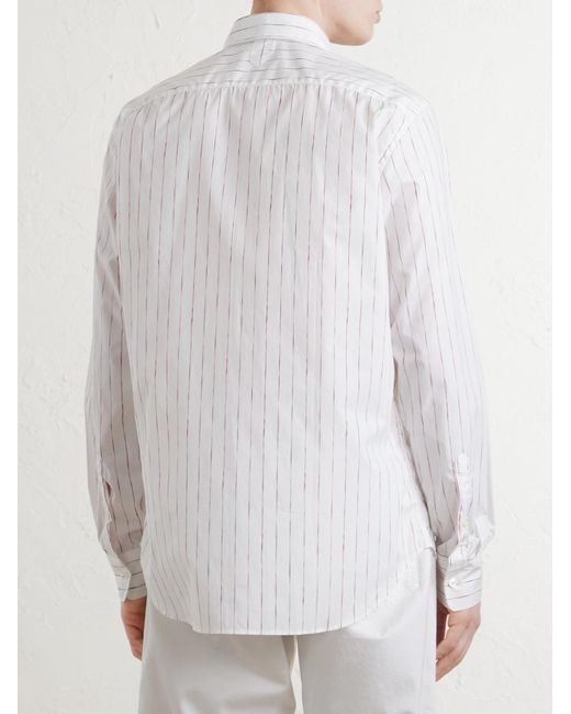 Canali White Striped Cotton-Poplin Shirt for men