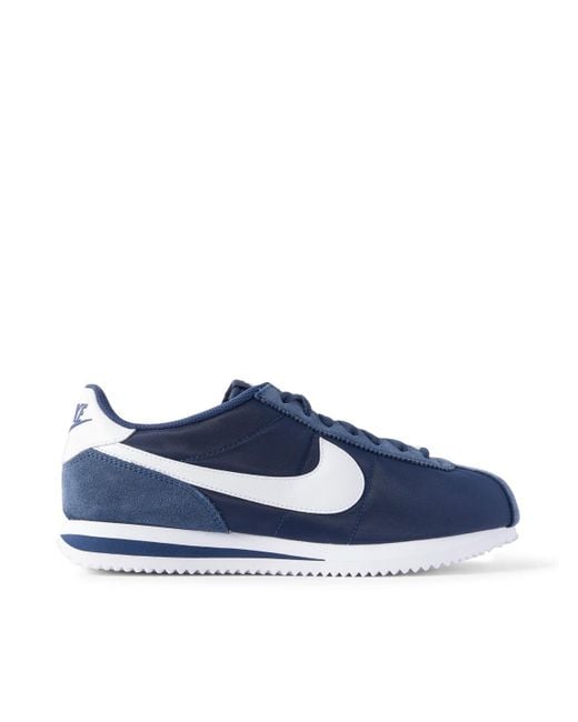 Nike Blue Cortez Suede And Leather-Trimmed Shell Sneakers for men