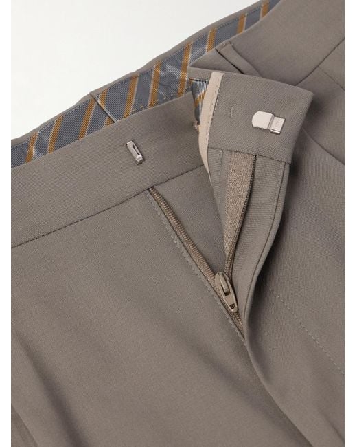 Etro Gray Wide-leg Pleated Wool-blend Suit Trousers for men