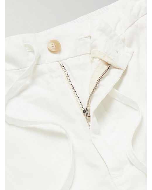 Frescobol Carioca White Sergio Straight-Leg Cotton-Blend Drawstring Shorts for men