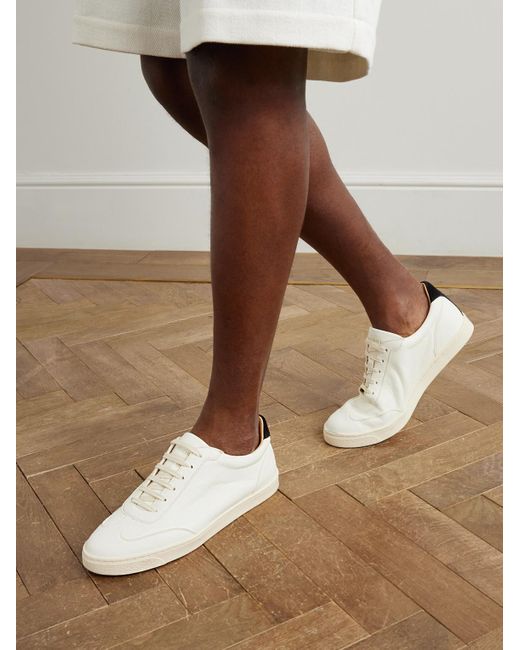 Brunello Cucinelli Natural Coda Di Rondine Suede-trimmed Leather Sneakers for men