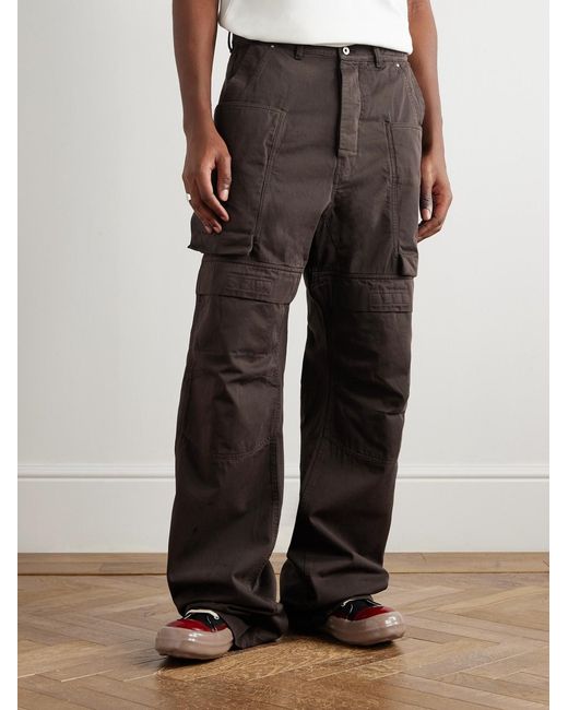 Rick Owens Brown Stefan Wide-Leg Cotton-Twill Cargo Trousers for men