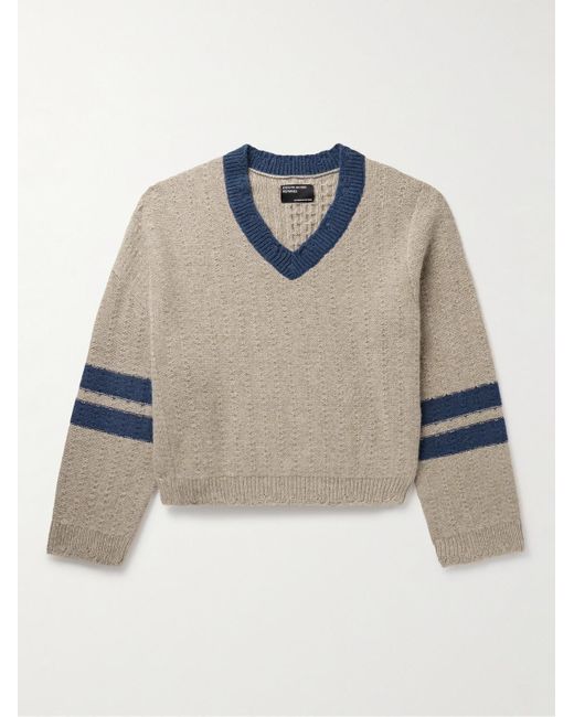 Enfants Riches Deprimes Natural Asymmetric Striped Brushed-cashmere Sweater for men