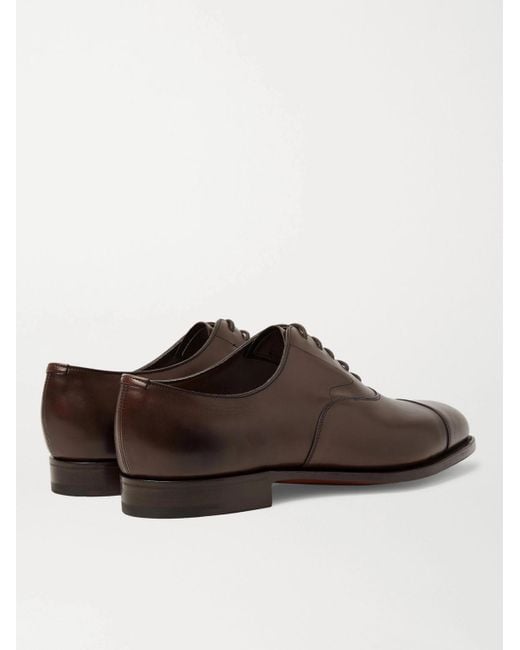 Edward Green Brown Chelsea Cap-toe Burnished-leather Oxford Shoes for men
