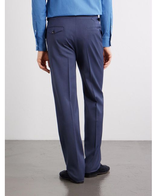 J. Mueser Blue Waverly Straight-Leg Wool Twill Suit Trousers for men