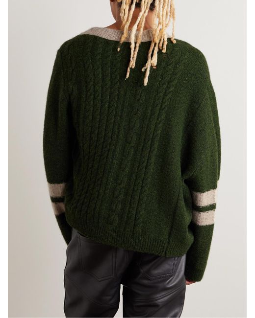 Enfants Riches Deprimes Green Asymmetric Striped Brushed-cashmere Sweater for men