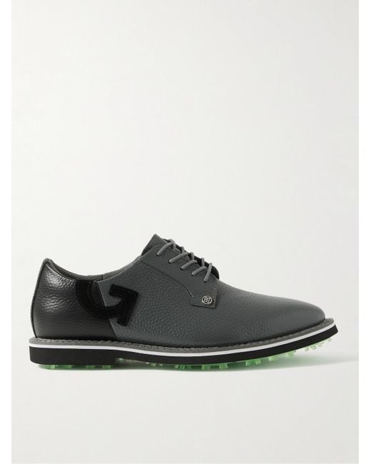 G/FORE Black Gallivanter Suede-trimmed Pebble-grain Leather Golf Shoes for men
