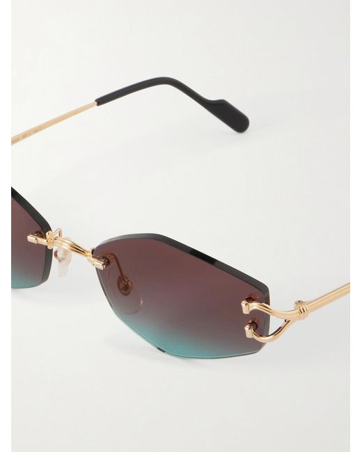 Cartier Metallic Squared-Frame Metal Sunglasses for men