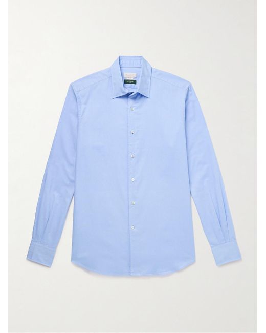 Incotex Blue Glanshirt Cotton Oxford Shirt for men