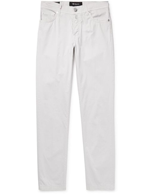 Kiton White Slim-Fit Cotton-Blend Trousers for men
