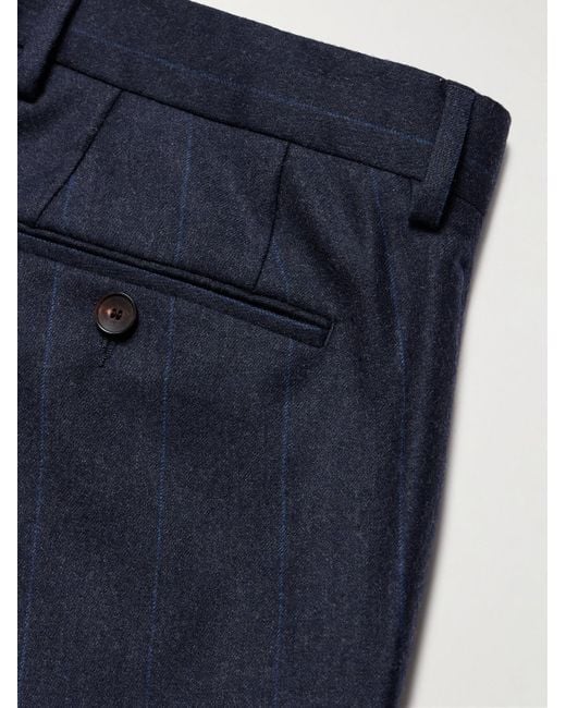 Pantaloni Gessati A Gamba Dritta di Mr P. in Blue da Uomo