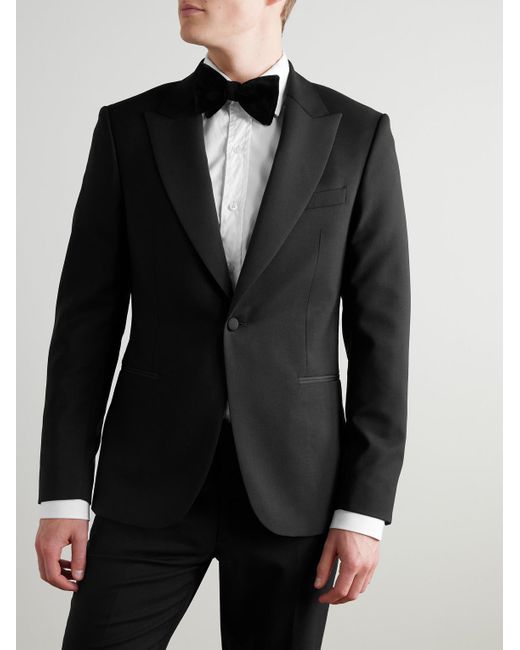 Mr P. Black Slim-fit Satin-trimmed Wool Tuxedo Jacket for men