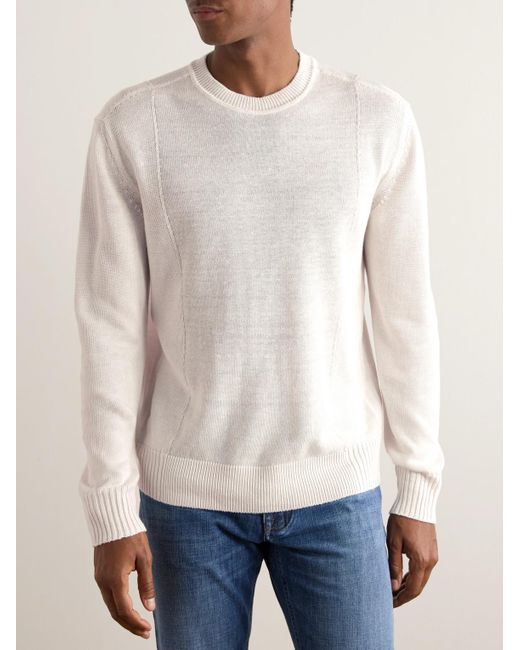 Zegna Natural Linen And Silk-Blend Sweater for men