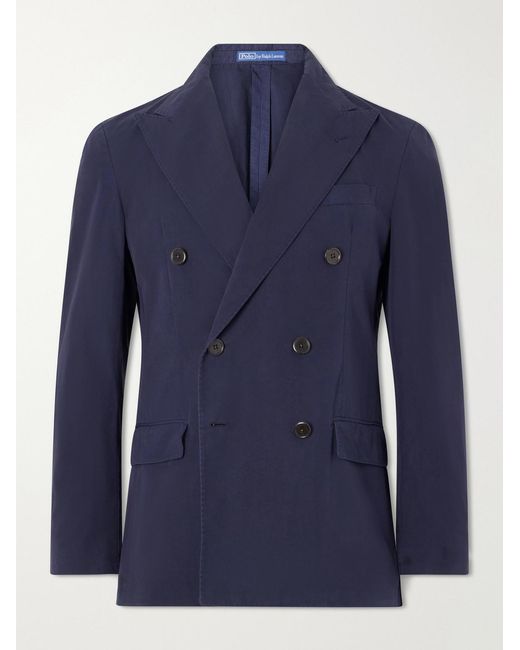 Polo Ralph Lauren Blue Double-Breasted Cotton-Canvas Suit Jacket for men