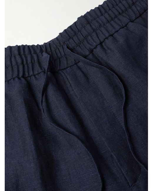 Brioni Asolo gerade geschnittene Hose aus Leinen mit Kordelzugbund in Blue für Herren