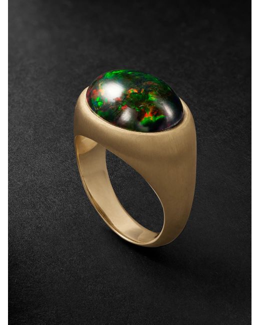 Jacquie Aiche Black 14-karat Gold Opal Ring for men