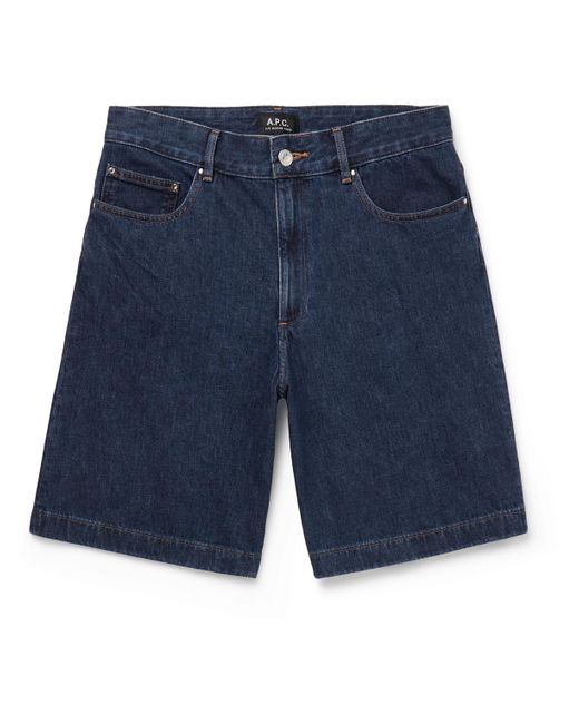 A.P.C. Blue Helio Straight-leg Denim Shorts for men