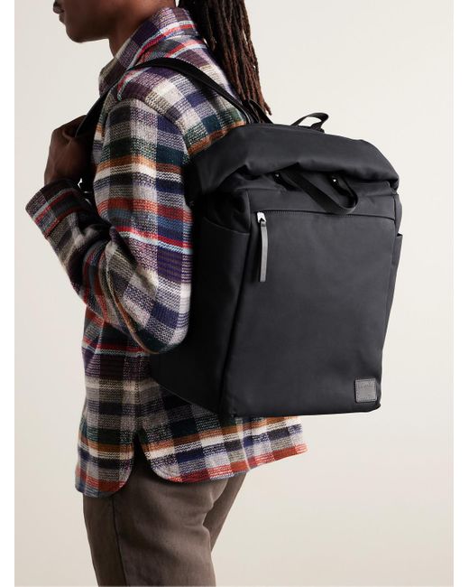 Paul Smith Black Leather-trimmed Cotton-blend Canvas Backpack for men