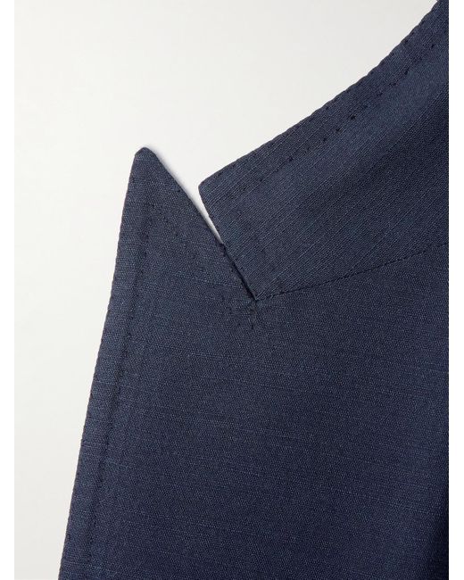 Brioni Blue Amalfi Double-breasted Silk-dupioni Suit Jacket for men