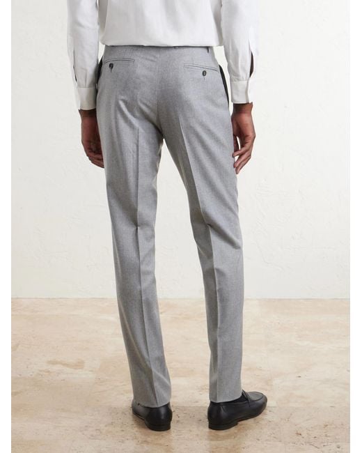 Canali Gray Straight-Leg Wool-Flannel Suit Trousers for men