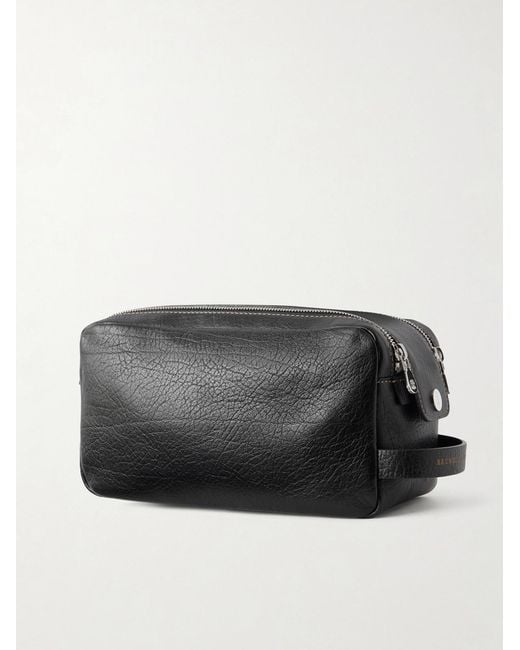 Brunello Cucinelli Black Leather Wash Bag for men