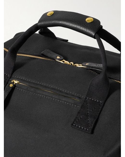 Weekender Leather-Trimmed Cotton-Canvas Holdall di Bennett Winch in Black da Uomo
