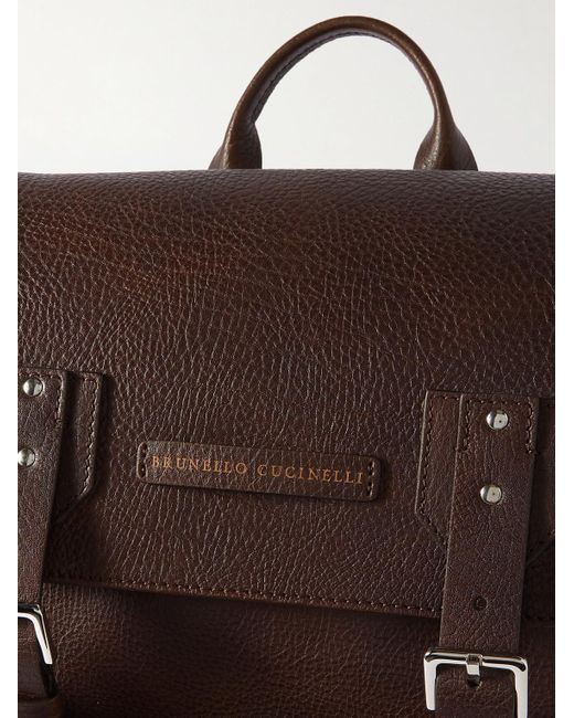 Brunello Cucinelli Brown Leather Backpack for men