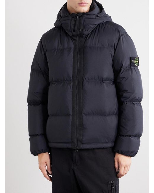 Stone Island Blue Padded Quilted Cordura Ripstop Hooded Down Jacket for men