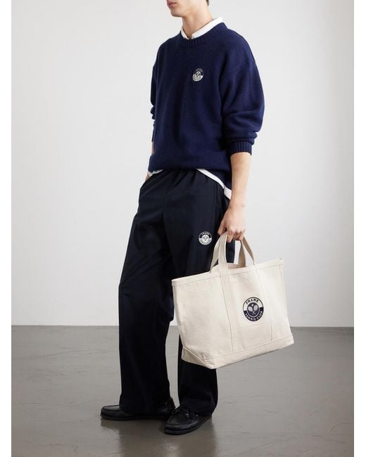 FRAME Natural Logo-Appliquéd Cotton-Canvas Tennis Tote Bag for men