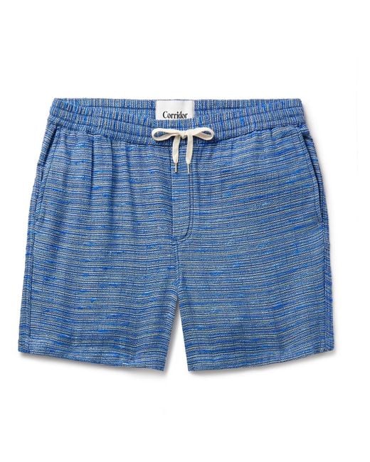 Corridor NYC Blue Surf Straight-leg Striped Cotton-blend Jacquard Drawstring Shorts for men