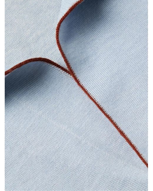 Loro Piana Blue Silk And Cashmere-Blend Polo Shirt for men