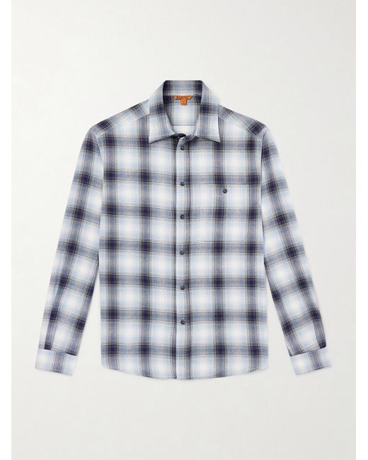 Checked Cotton-Flannel Shirt di Barena in Blue da Uomo