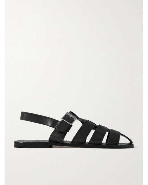 GRENSON Black Quincy Leather Fisherman Sandals for men