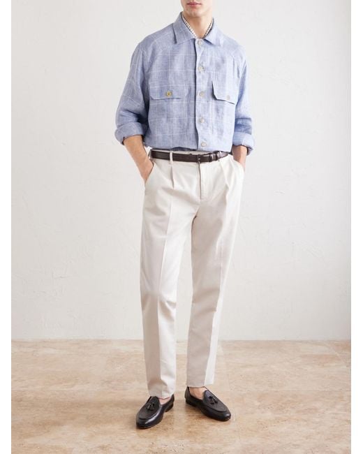 Ralph Lauren Blue Clayburn Checked Linen Shirt for men
