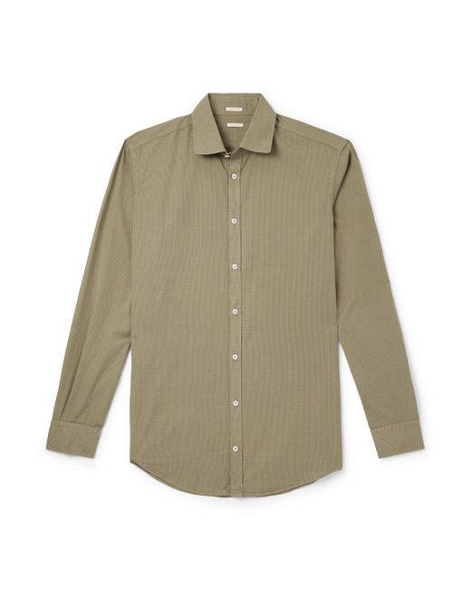 Massimo Alba Green Canary Slim-Fit Checked Cotton-Poplin Shirt for men